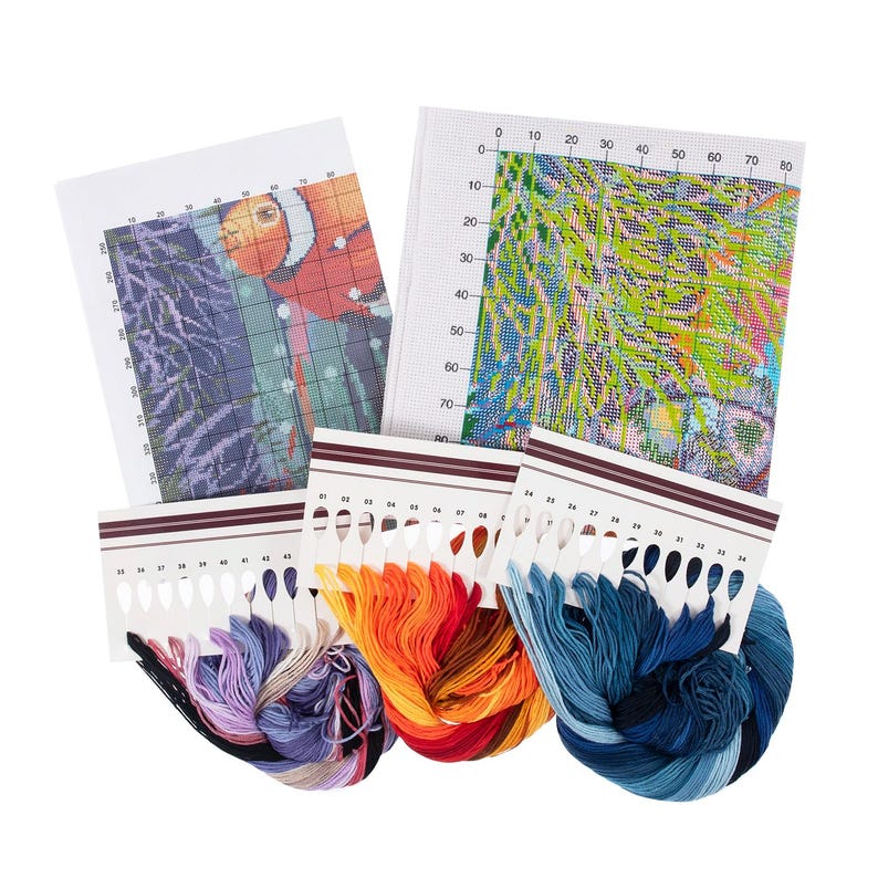 Trimits Extra Large Fishes Counted Cross Stitch Kit-Product Contents