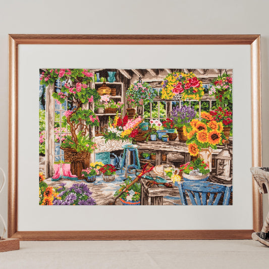 Trimits Extra Large Gardeners Paradise Counted Cross Stitch Kit-Finished Product