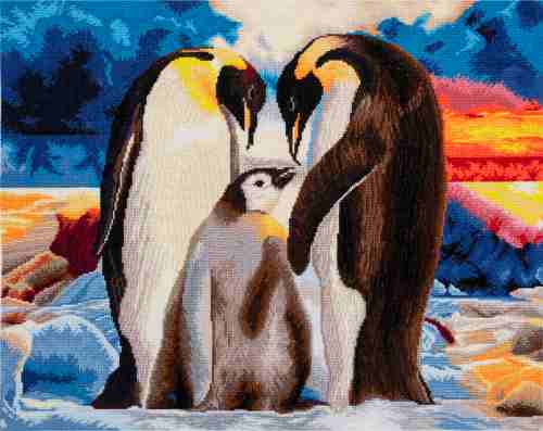 Trimits_Extra_Large_Penguins_Counted_Cross_Stitch_Kit-Finished_Product