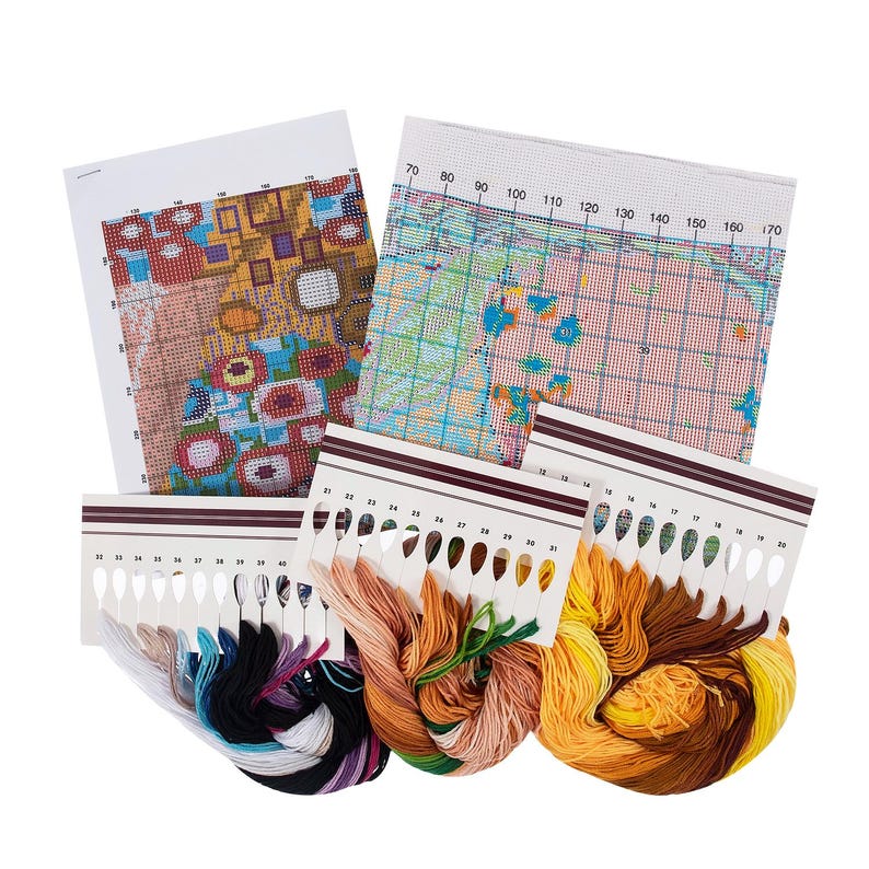 Trimits Extra Large The Kiss (Klimt) Counted Cross Stitch Kit-Product Contents