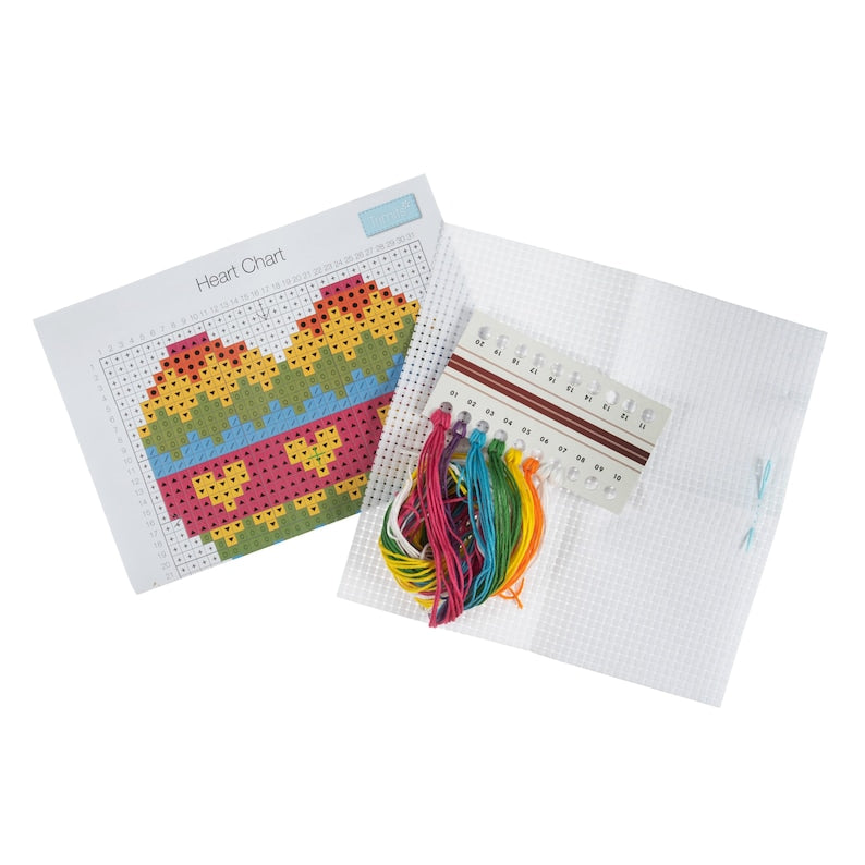 Trimits Heart Counted Cross Stitch Kit-Product Contents
