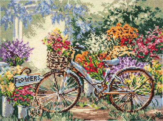 Trimits Large Bicycle Counted Cross Stitch Kit-Final Product