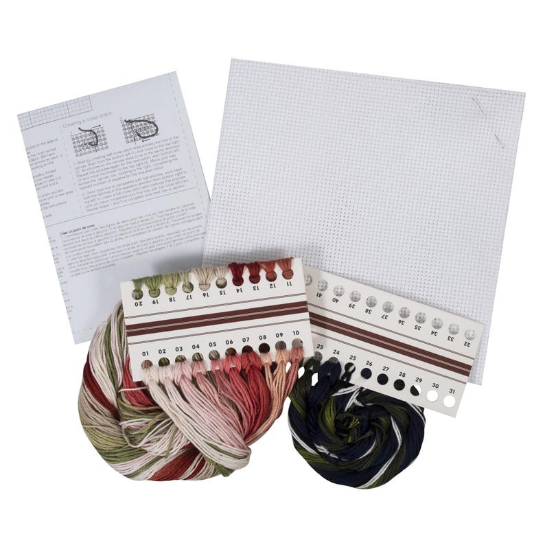 Trimits Large Bird Blossom Counted Cross Stitch Kit-Product Contents