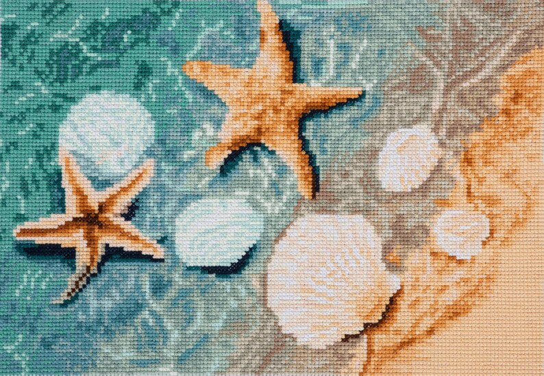 Trimits Large Crystal Shore Counted Cross Stitch Kit-Finished Product