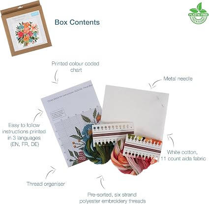 Trimits Large Flower Bouquet Counted Cross Stitch Kit-Product Contents
