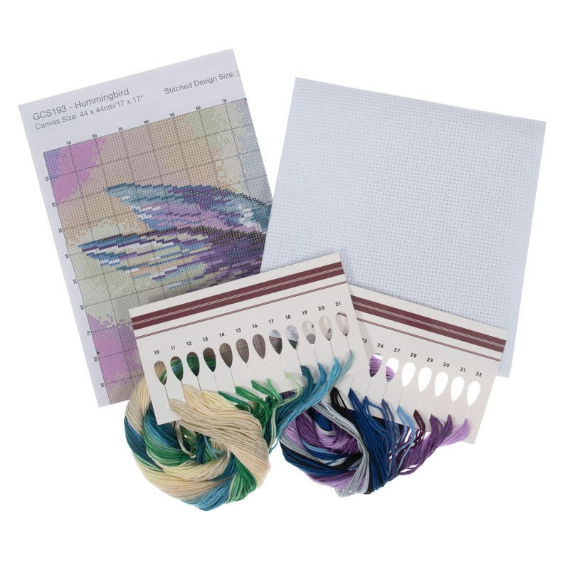 Trimits Large Hummingbird Counted Cross Stitch Kit-Product Contents