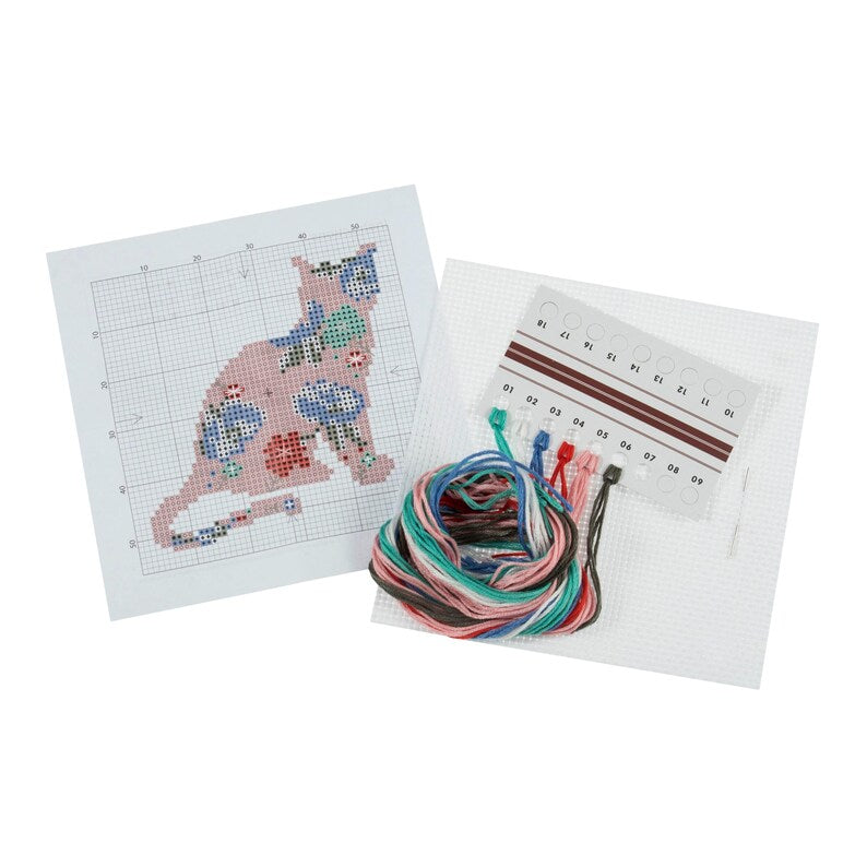 Trimits Mini Cat Cross Stitch Kit-Product Contents