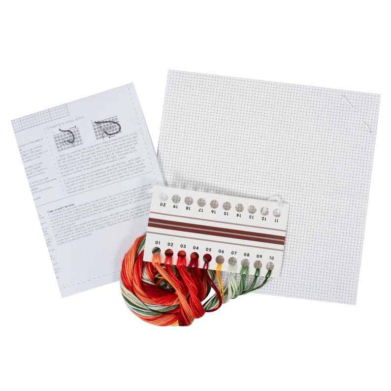 Trimits Mini Poinsettia Cross Stitch Kit-Product Contents