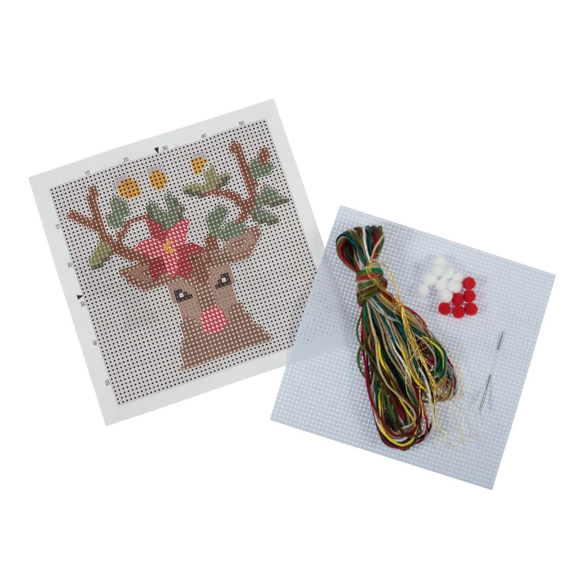 Trimits Mini Reindeer Cross Stitch Kit-Product Contents