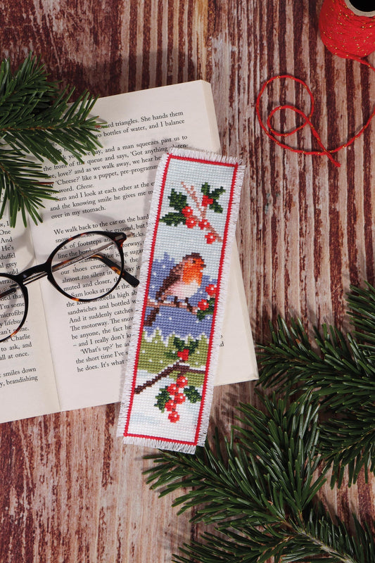 Trimits Robin Bookmark Counted Cross Stitch Kit-Finished Product