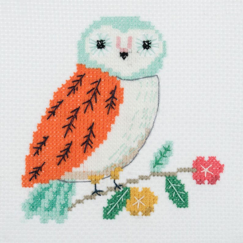 Trimits Mini Owl Cross Stitch Kit-Finished Product.