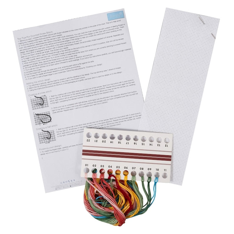 Trimits Bloom Bookmark Counted Cross Stitch Kit-Product Contents