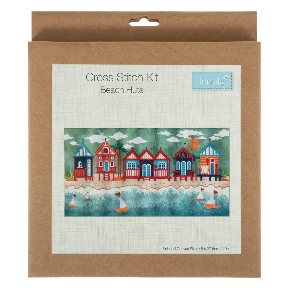 Trimits Counted Cross Stitch Beach Huts Kit Large GCS119 Product Packaging-CrossStitcher Shop