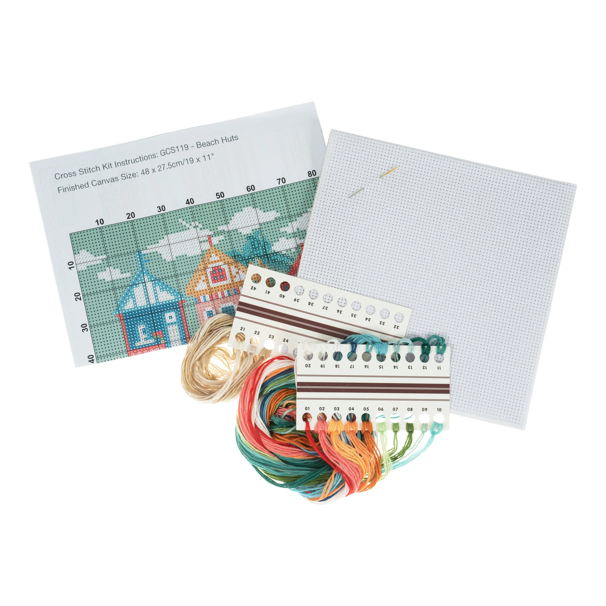 Trimits Counted Cross Stitch GCS119 - Beach Huts Kit Large Contents - CrossStitcher Shop