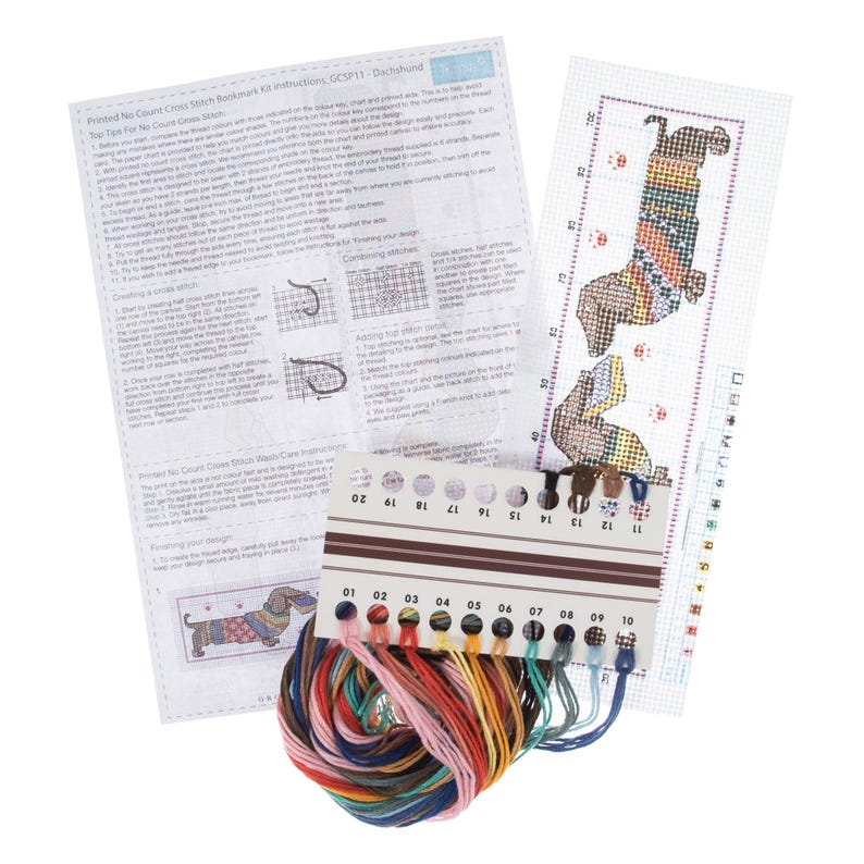 Trimits Dachshund In Jumper Counted Cross Stitch Kit-Product Contents