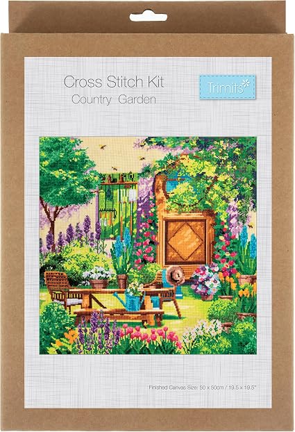 Trimits Extra Country Garden View Counted Cross Stitch Kit-Product Packaging