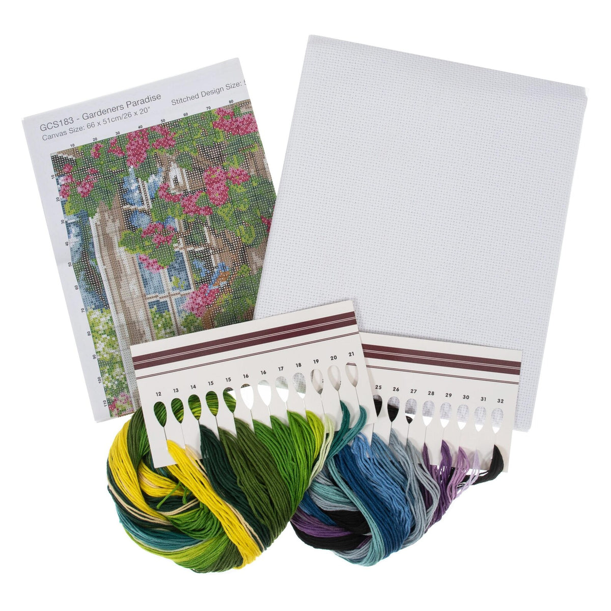 Trimits Extra Large Gardeners Paradise Counted Cross Stitch Kit-Product Contents