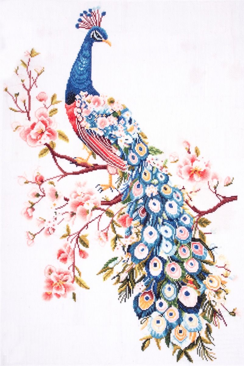 Trimits Extra Large Peacock Counted Cross Stitch Kit-Finished Product