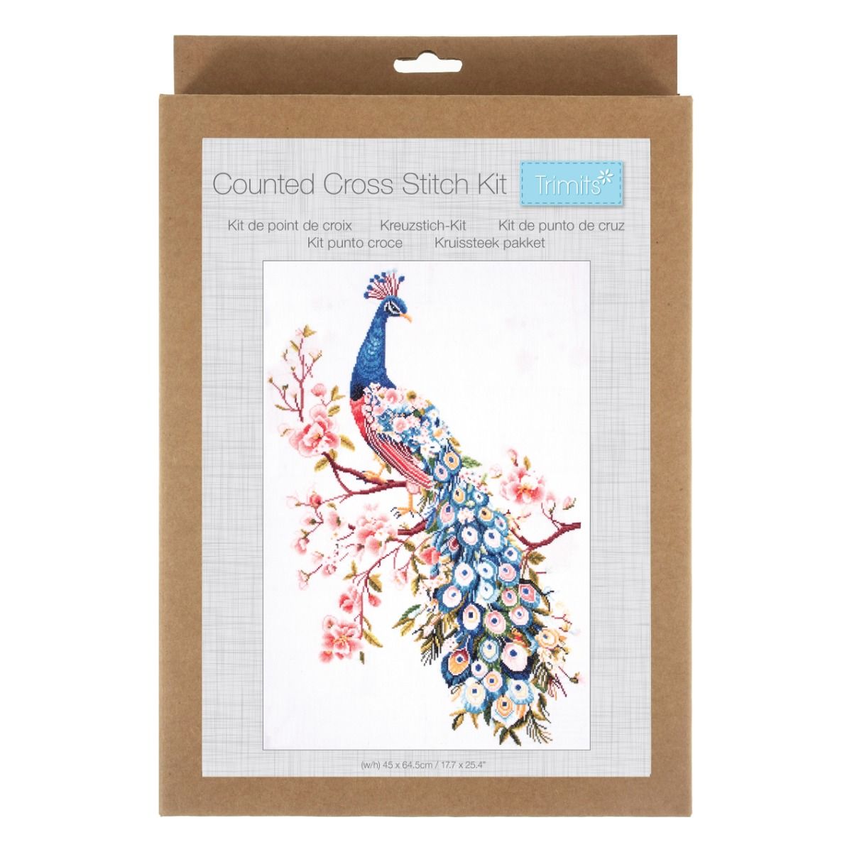 Trimits Extra Large Peacock Counted Cross Stitch Kit-Product Packaging