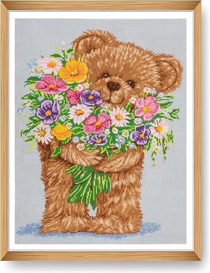 Trimits Extra Large Teddy Counted Cross Stitch Kit-Finished Product