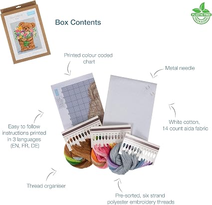 Trimits Extra Large Teddy Counted Cross Stitch Kit-Product Contents