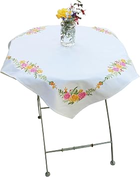 Trimits Floral Bouquet Tablecloth Printed Cross Stitch Kit-Finished Product