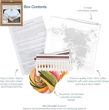 Trimits Floral Bouquet Tablecloth Printed Cross Stitch Kit-Product Contents