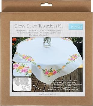 Trimits Floral Bouquet Tablecloth Printed Cross Stitch Kit-Product Packaging