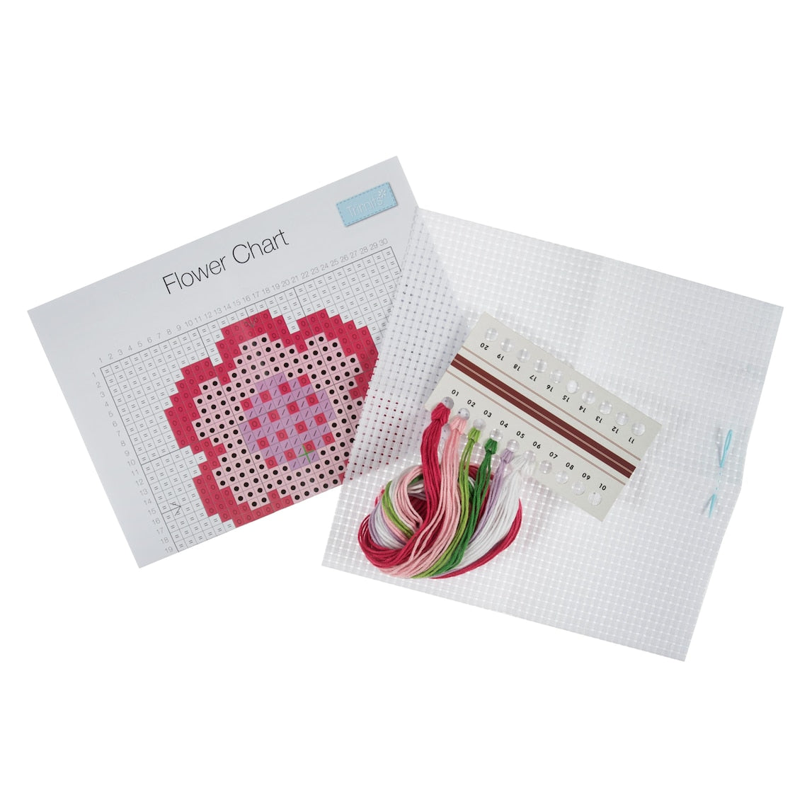Trimits Flower Counted Cross Stitch Kit-Product Contents