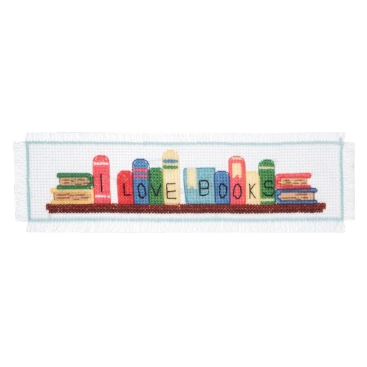 Trimits I Love Books Bookmark Counted Cross Stitch Kit-Finished Product