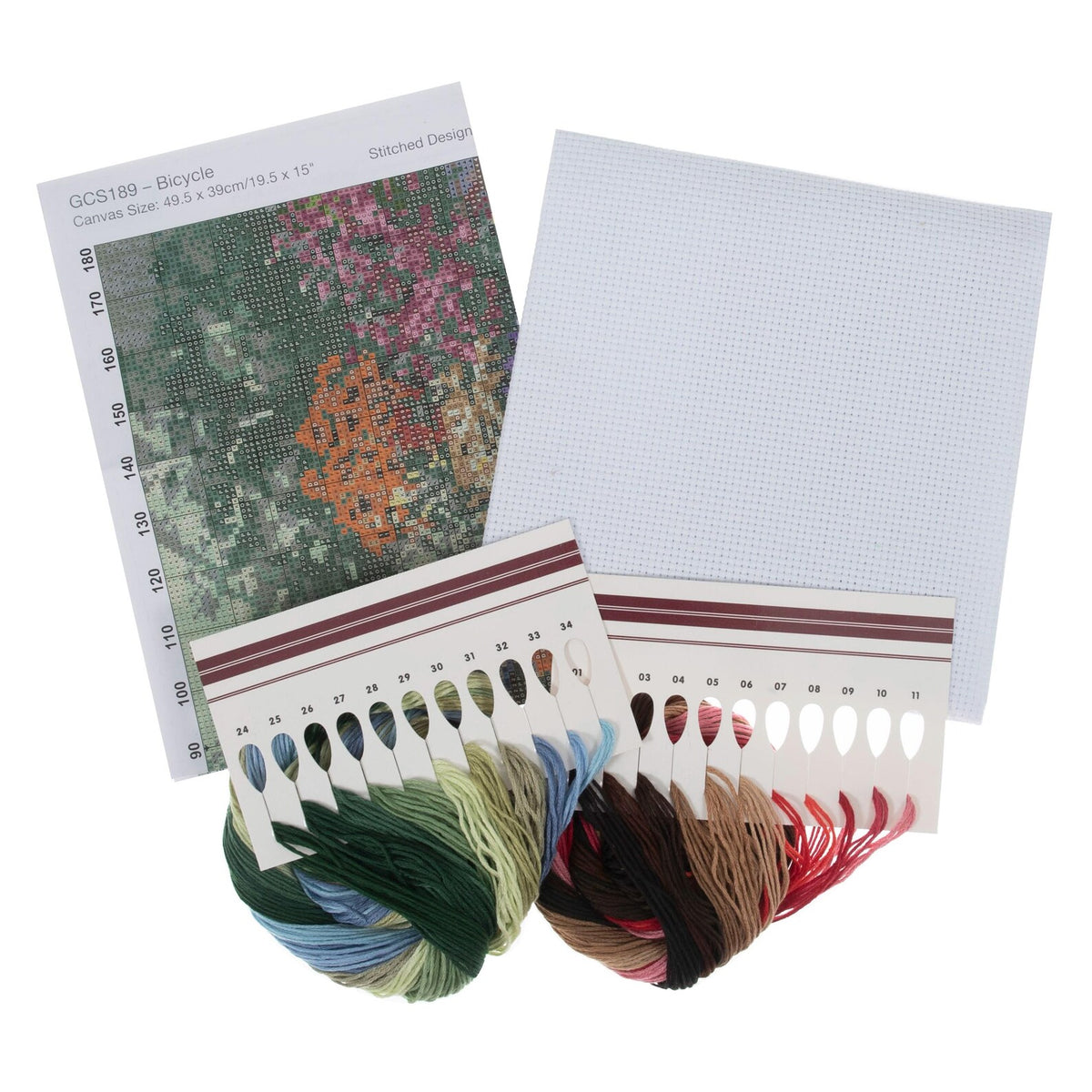 Trimits_Large_Bicycle_Counted_Cross_Stitch_Kit-Product_Contents