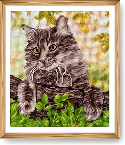 Trimits Large Cat Counted Cross Stitch Kit-Finished Product