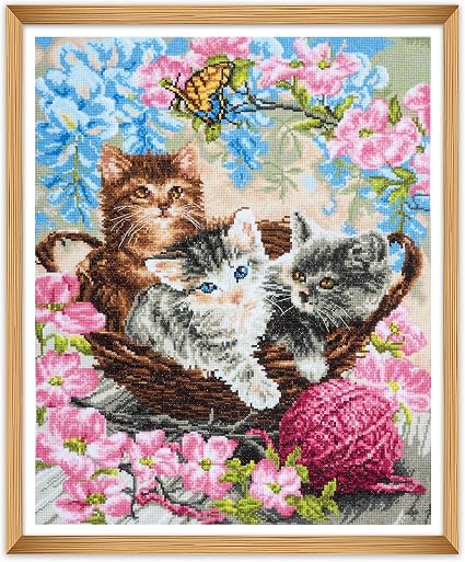 Trimits Large Cats Counted Cross Stitch Kit-Finished Product