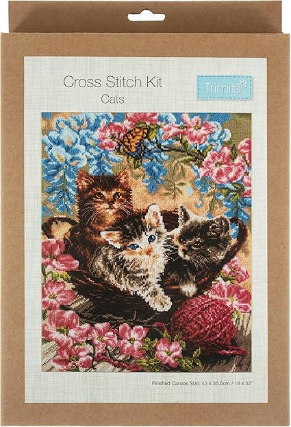 Trimits Large Cats Counted Cross Stitch Kit-Product Packaging
