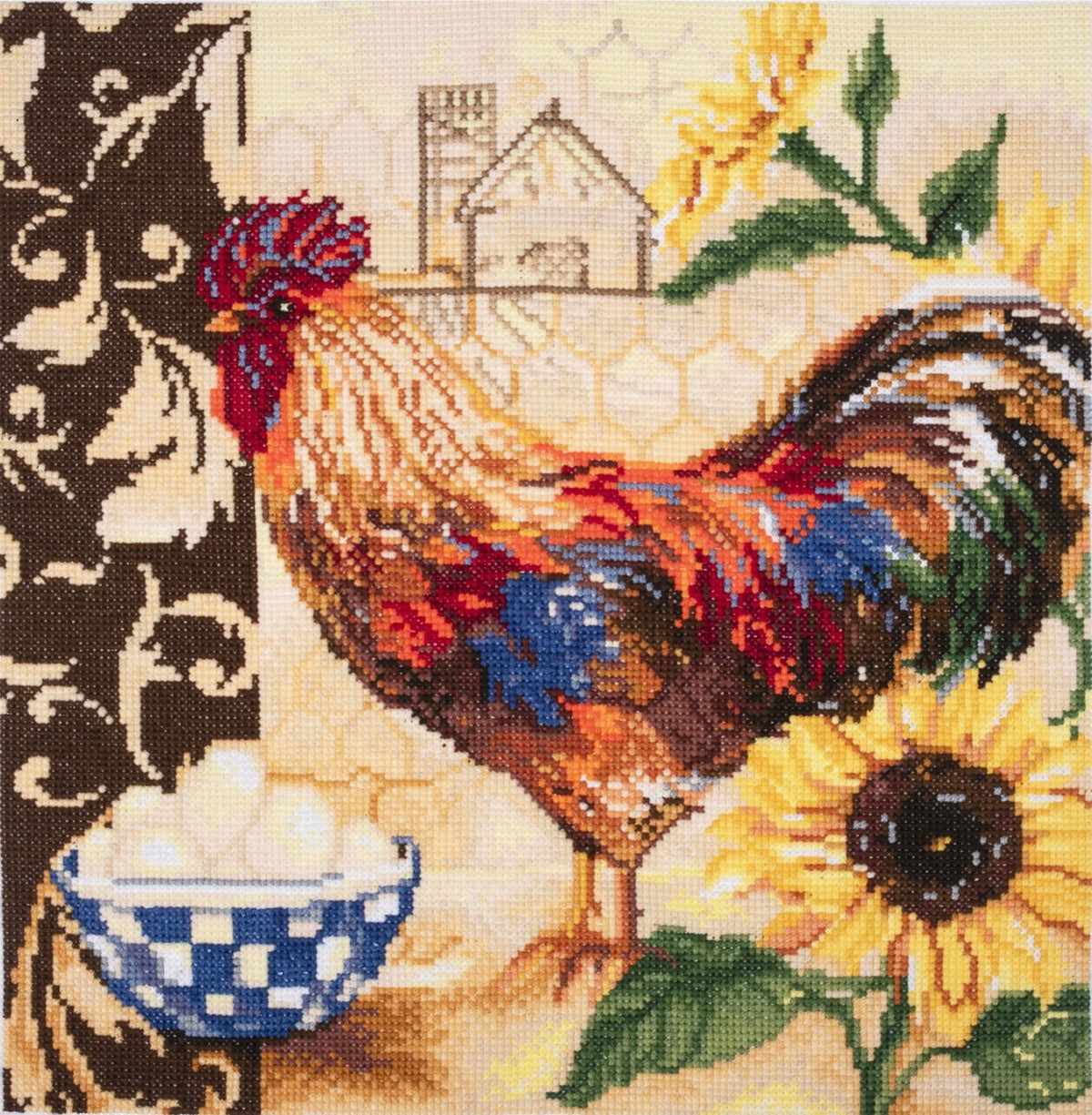 Trimits Large Country Rooster Counted Cross Stitch Kit-Finished Product