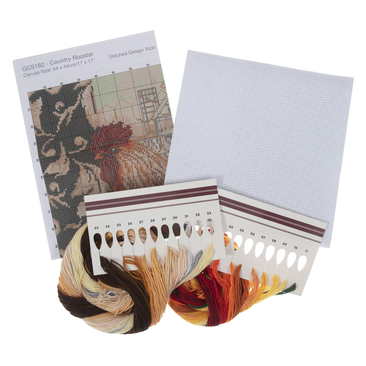 Trimits Large Country Rooster Counted Cross Stitch Kit-Product Contents