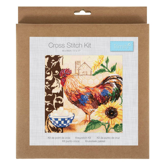 Trimits Large Country Rooster Counted Cross Stitch Kit-Product Packaging