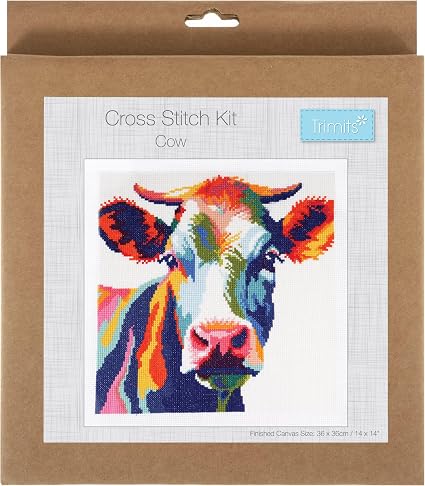 Trimits Large Cow Counted Cross Stitch Kit-Product Packaging