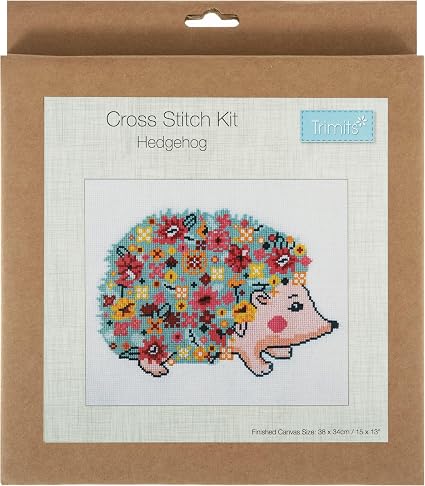 Trimits Large Hedgehog Counted Cross Stitch Kit- Product Packaging