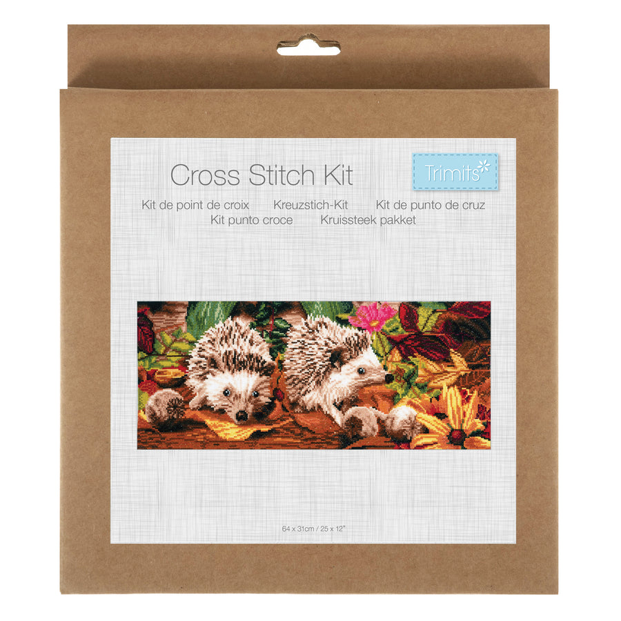 Trimits Large Hedgehogs Counted Cross Stitch Kit-Product Packaging