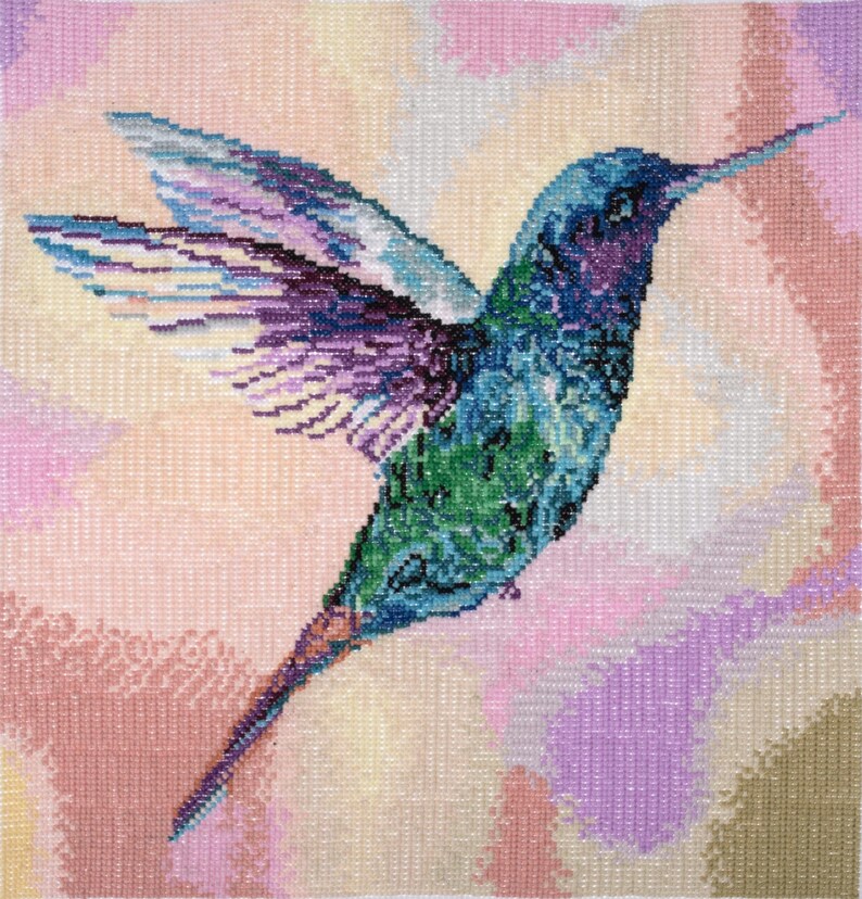 Trimits Large Hummingbird Counted Cross Stitch Kit-Finished Product