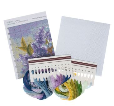 Trimits Large Lilacs Counted Cross Stitch Kit-Product Contents