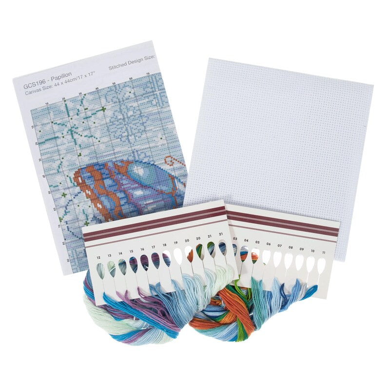 Trimits Large Papillon Counted Cross Stitch Kit-Product Contents