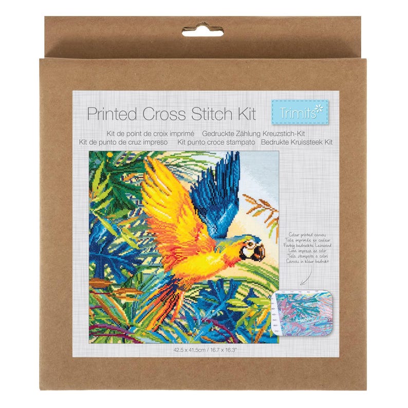 Trimits Large Parrot Counted Cross Stitch Kit-Product Packaging