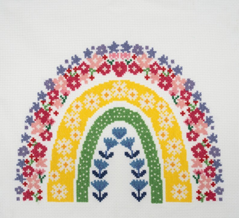 Trimits Large Rainbow Counted Cross Stitch Kit-Finished Product