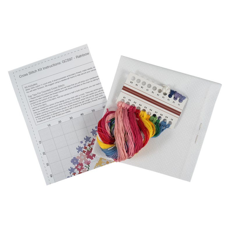 Trimits Large Rainbow Counted Cross Stitch Kit-Product Contents