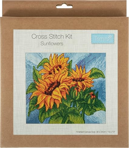 Trimits Large Sunflowers Counted Cross Stitch Kit-Product Packaging