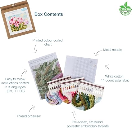 Trimits Large Tulips Counted Cross Stitch Kit-Product Contents