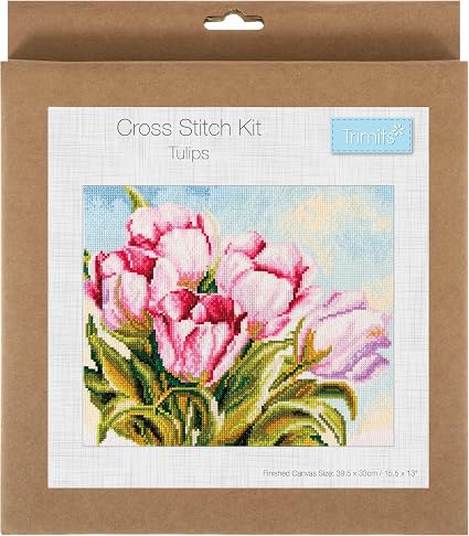 Trimits Large Tulips Counted Cross Stitch Kit-Product Packaging