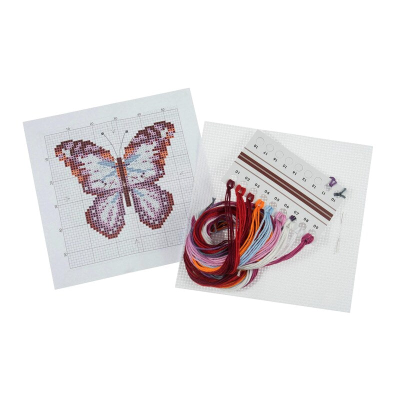 Trimits Mini Butterfly Cross Stitch Kit-Product Contents